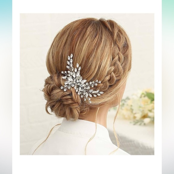 NWOT CZ Bridal Headband Comb Tiara Silver Wedding Hair Accessory Prom Pageant - Picture 8 of 10